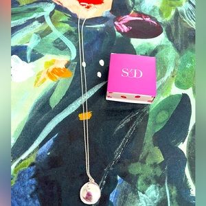 Stella & Dot silver necklace with circle pendant